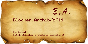 Blocher Archibáld névjegykártya